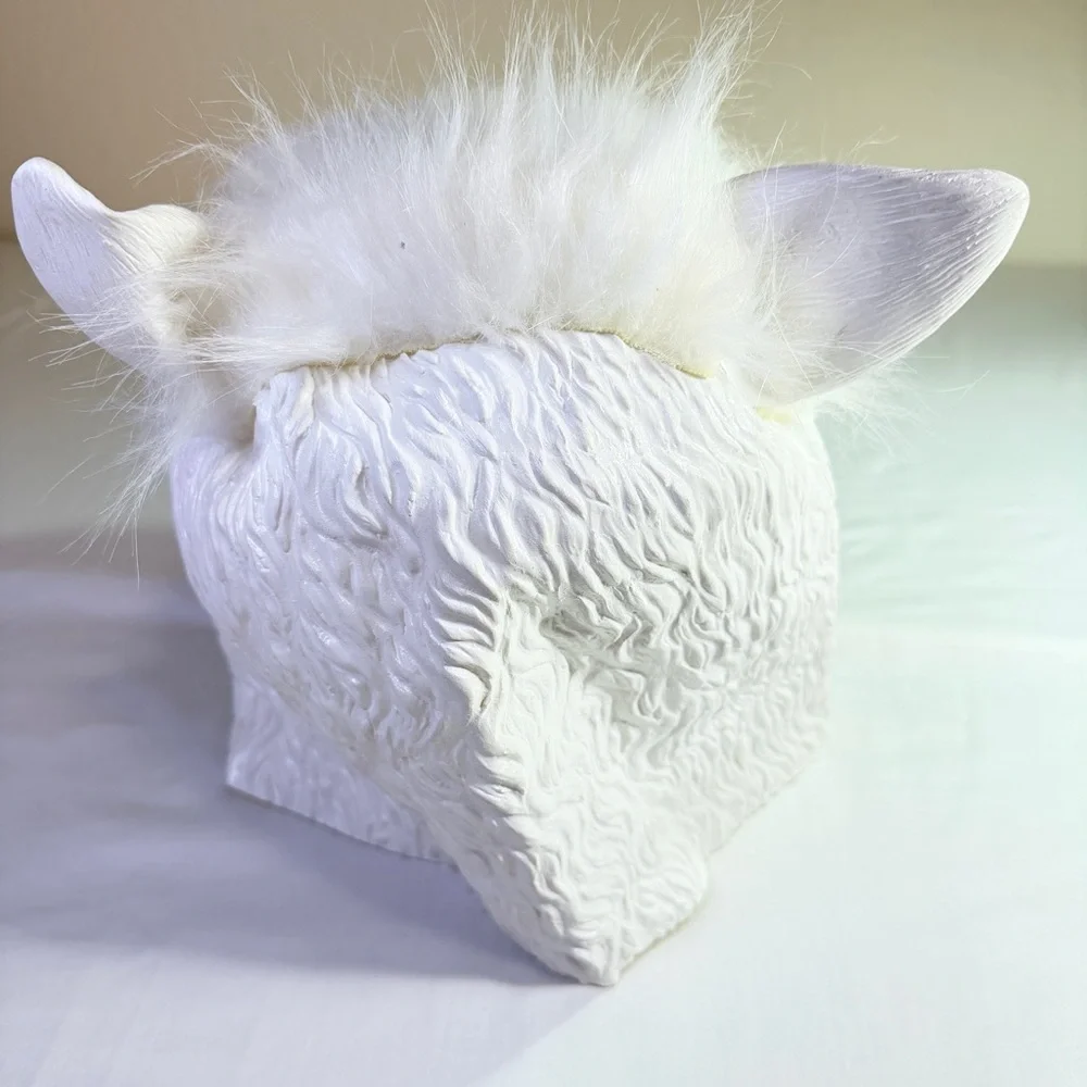 White Alpaca Latex Mask Realistic Animal Head Collection Festival Costume New